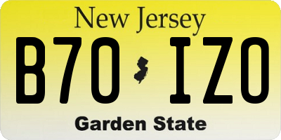 NJ license plate B70IZO