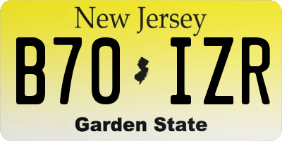 NJ license plate B70IZR