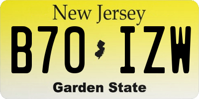NJ license plate B70IZW
