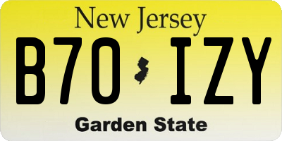 NJ license plate B70IZY