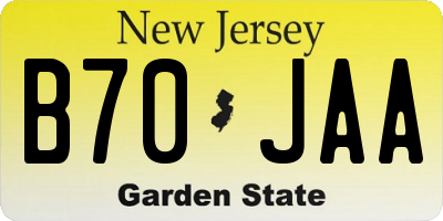 NJ license plate B70JAA