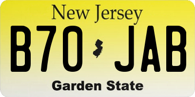 NJ license plate B70JAB