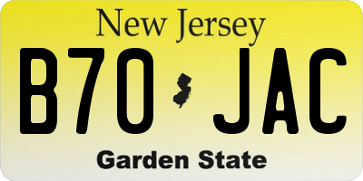 NJ license plate B70JAC