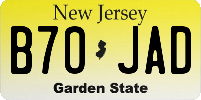 NJ license plate B70JAD