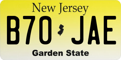 NJ license plate B70JAE