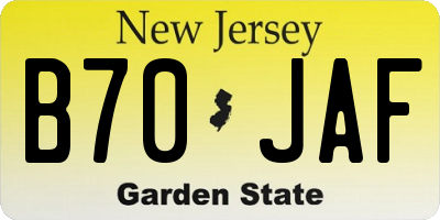 NJ license plate B70JAF