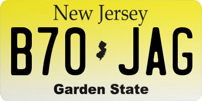 NJ license plate B70JAG