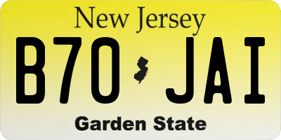 NJ license plate B70JAI