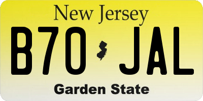 NJ license plate B70JAL