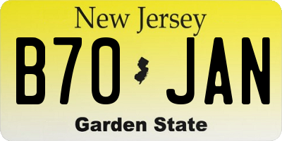 NJ license plate B70JAN