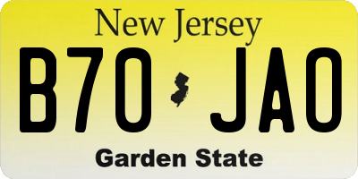 NJ license plate B70JAO