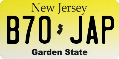 NJ license plate B70JAP