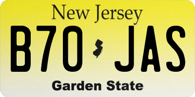 NJ license plate B70JAS