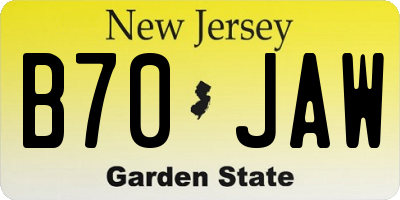 NJ license plate B70JAW