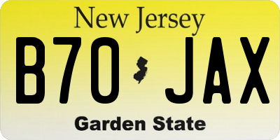 NJ license plate B70JAX