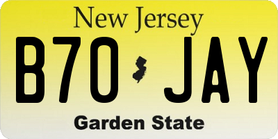 NJ license plate B70JAY