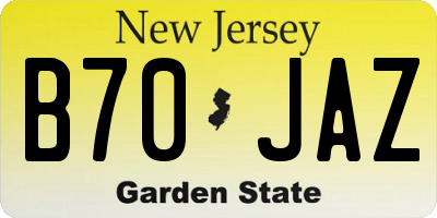 NJ license plate B70JAZ