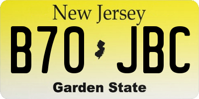 NJ license plate B70JBC