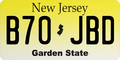 NJ license plate B70JBD