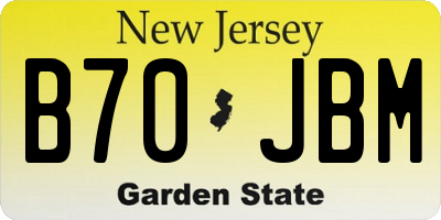 NJ license plate B70JBM