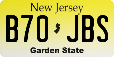 NJ license plate B70JBS