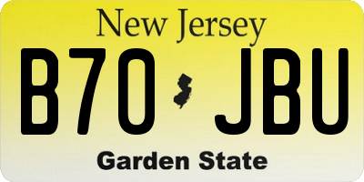 NJ license plate B70JBU