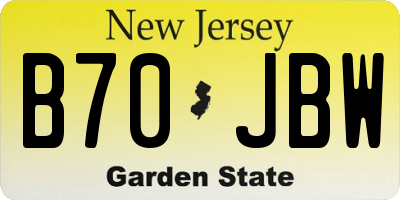 NJ license plate B70JBW