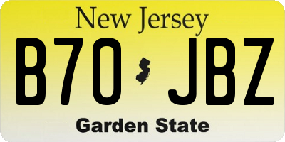 NJ license plate B70JBZ