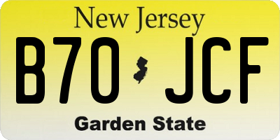 NJ license plate B70JCF