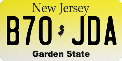 NJ license plate B70JDA