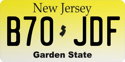 NJ license plate B70JDF