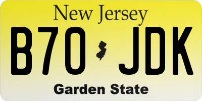 NJ license plate B70JDK