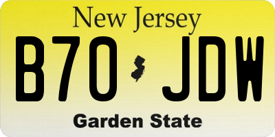 NJ license plate B70JDW
