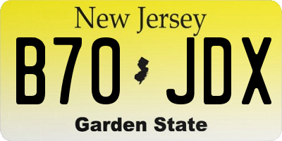 NJ license plate B70JDX