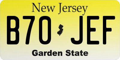 NJ license plate B70JEF