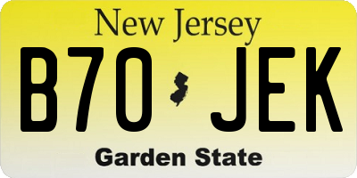 NJ license plate B70JEK