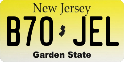 NJ license plate B70JEL