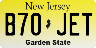 NJ license plate B70JET