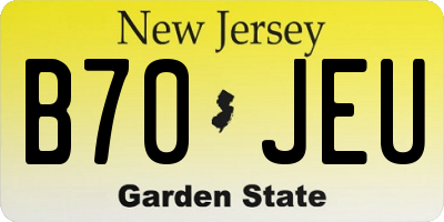 NJ license plate B70JEU