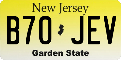 NJ license plate B70JEV