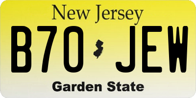 NJ license plate B70JEW