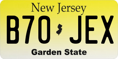NJ license plate B70JEX