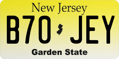 NJ license plate B70JEY