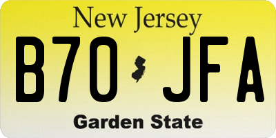 NJ license plate B70JFA