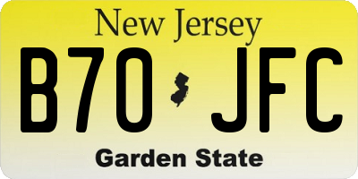 NJ license plate B70JFC