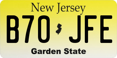 NJ license plate B70JFE