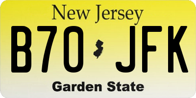 NJ license plate B70JFK