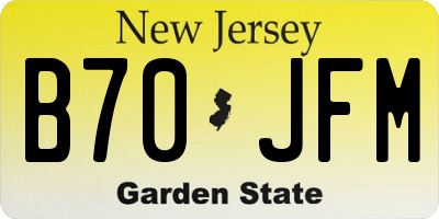 NJ license plate B70JFM