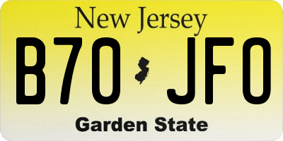 NJ license plate B70JFO