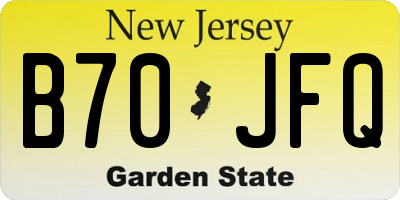 NJ license plate B70JFQ